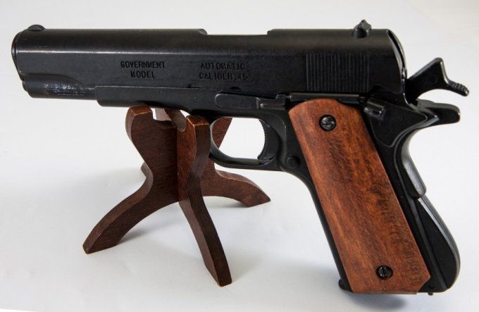 Réplique pistolet 45 USA 1911 Plaquette Bois Lisse Non  DEMONTABLE