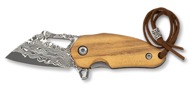 Couteau  DAMASCUS  bois olivier de 4.20 cm