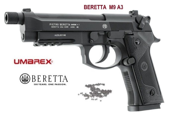 Pistolet beretta M9A3 FM Noir «  Airguns »  Co2  Billes Acier Cal 4.5