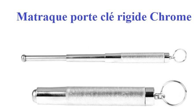 Matraque Telescopique porte clé Rigide Chrome ( PIRANHA ) de 33 cm