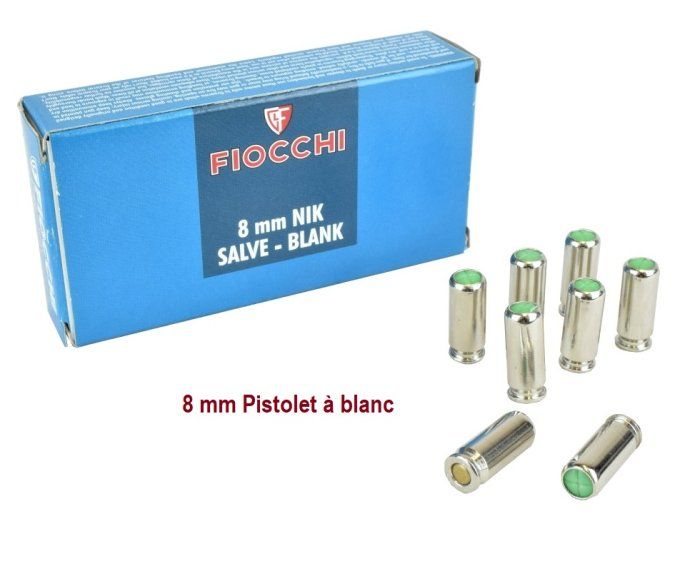 50 Cartouches de Défense Fiocchi Cal. 8 mm à Blanc PISTOLET
