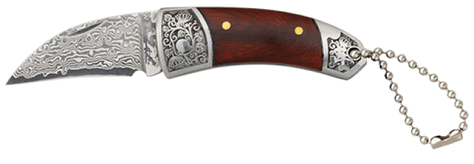 Couteau  DAMASCUS  bois  engé de 4.20 cm