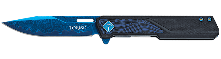 Couteau pliant DAMAS lame bleu de 8.00 cm « TOKISU »