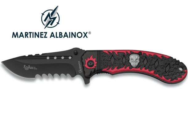 Couteau Pliant Tête de mort et flamme  Lame de 9 cm