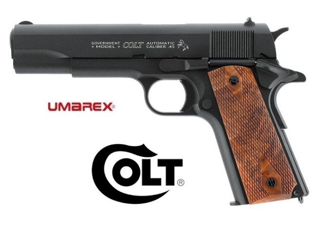 Pistolet  Colt 1911 classic Black Wood «  Airguns »  Co2  Billes Acier Cal 4.5