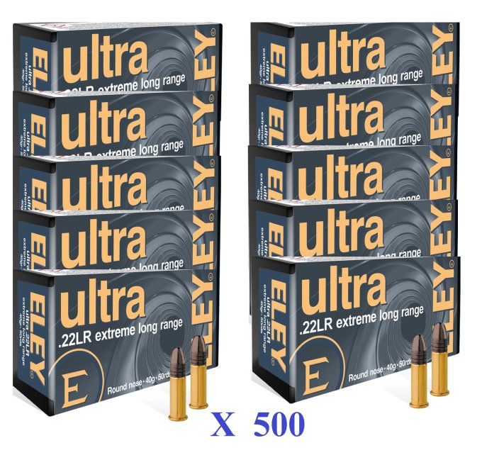 Cartouches 22LR ELEY  ULTRA Extrême long Range  boite de 500