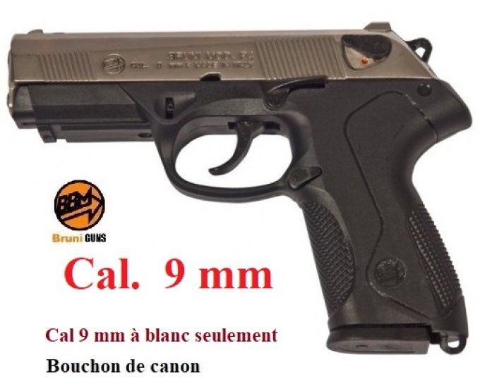 Pistolet Mod. P4 Nickelé Chrome Cal. 9mm à blanc uniquement