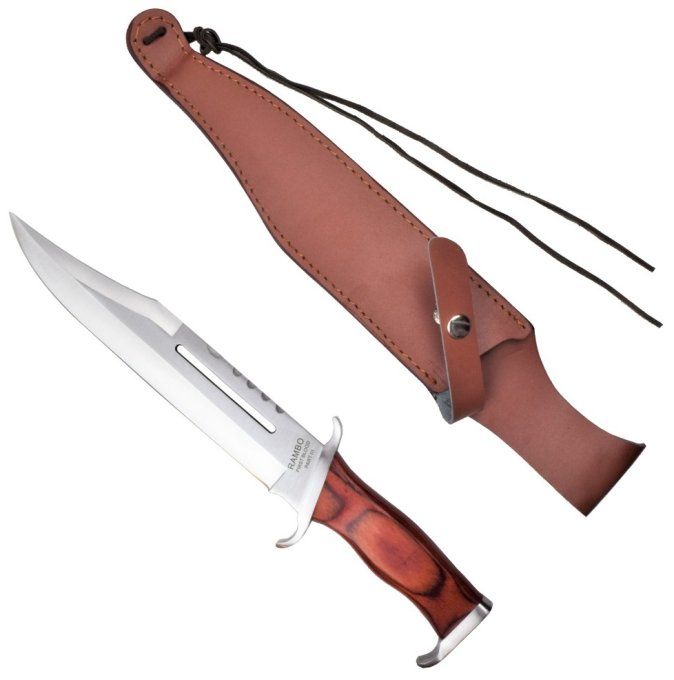 COUTEAU de Survie Rambow III avec étui Cuir