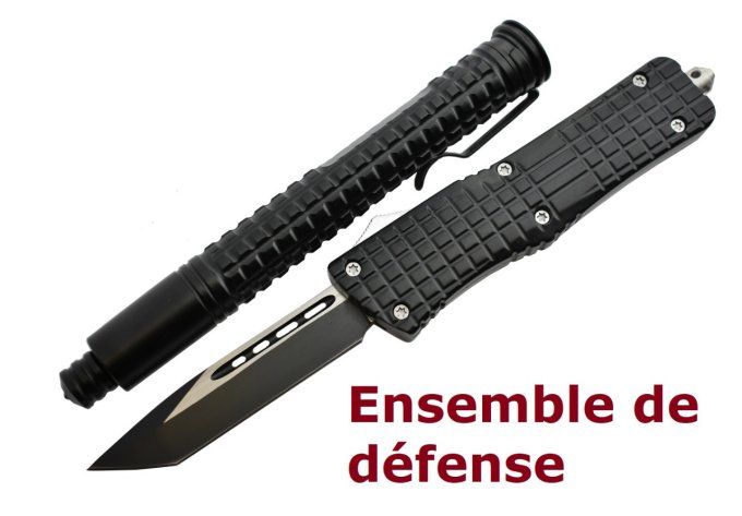 Pack baton télescopique +couteau automatique assortie