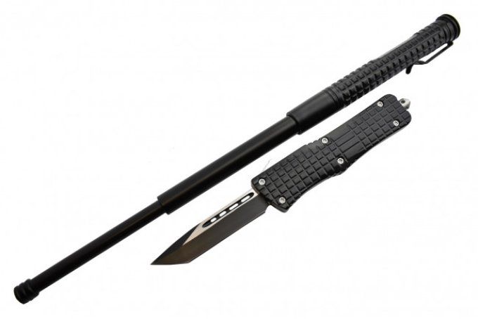 Pack baton télescopique +couteau automatique assortie