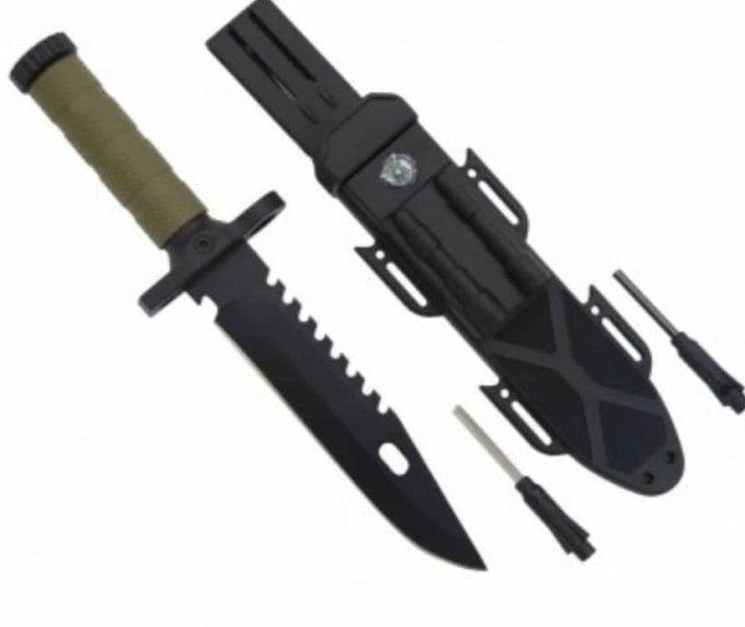 Poignar de combat vert avec étui ABS pour ceinture