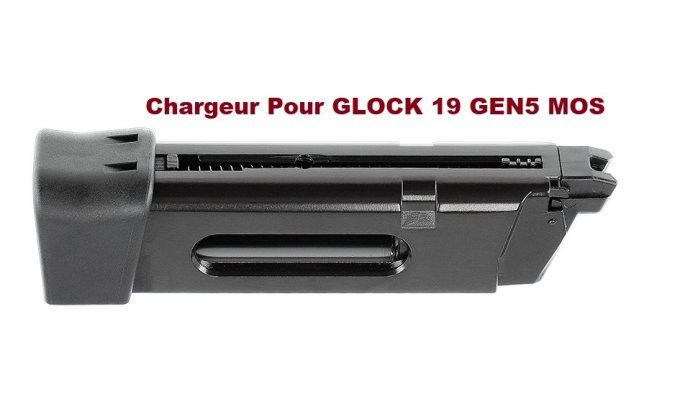 Chargeur pour Pistolet Glock 19 GEN5 MOS -  Co2  Billes Acier Cal 4.5