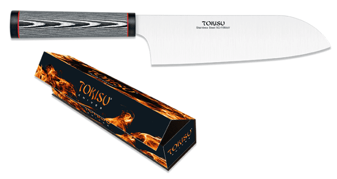 Couteau cuisine santoku noir lame de 19.50 cm « TOKISU »