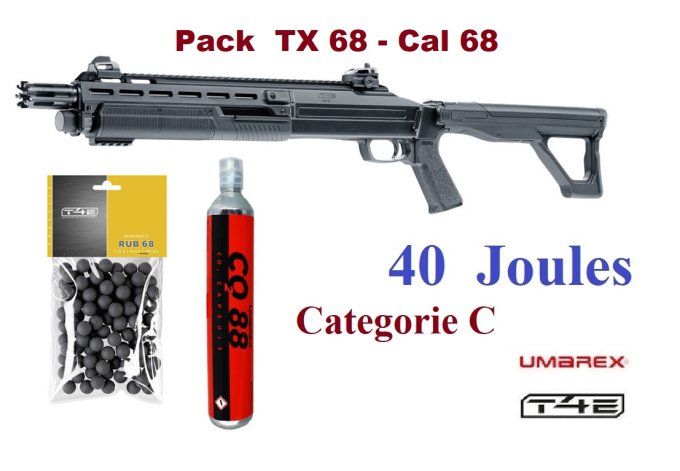 Pack  prêt à tirer  Fusil TX 68  T4E ( 40  joules)