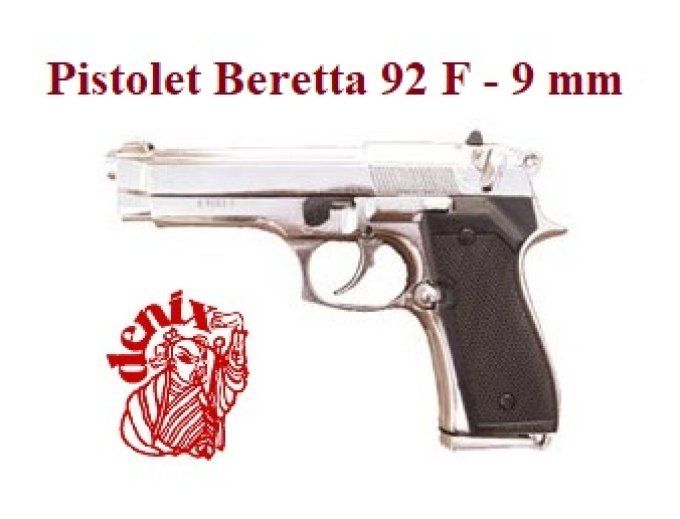 Réplique  Pistolet Beretta 92F Chrome – 9 mm