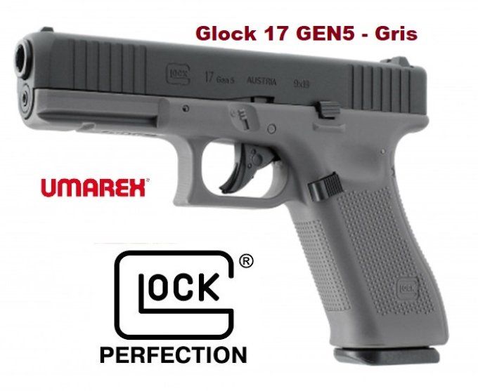 Pistolet  Glock 17 Gen5  Black & Gris «  Airguns »  Co2  Billes Acier Cal 4.5 