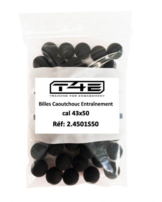 Sachet de 50 Billes caoutchouc Noire  Cal. 43