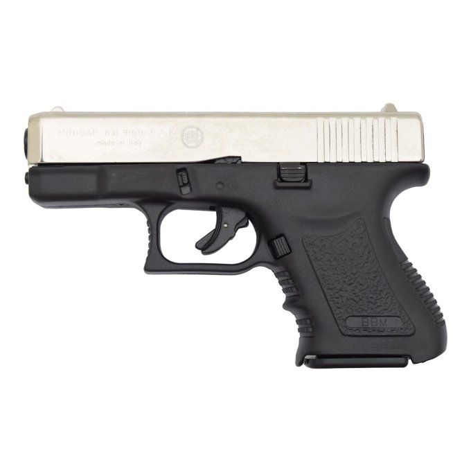 Pistolet  Mini GAP Nikelé  9 mm, réplique du mini Glock