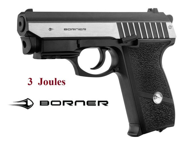Pistolet  Borne Panther 801 Blowback full métal 3 Joules /  Co2  Billes Acier Cal 4.5