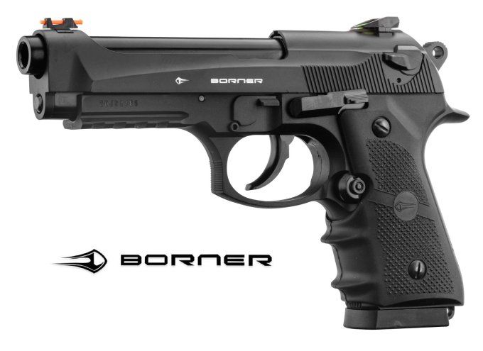 Pistolet Borner Sport culasse  métal mobile 3 Joules /  Co2  Billes Acier Cal 4.5