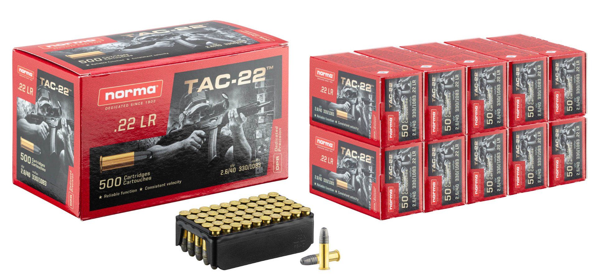 Cartouches  22LR  Norma TAC  X 500