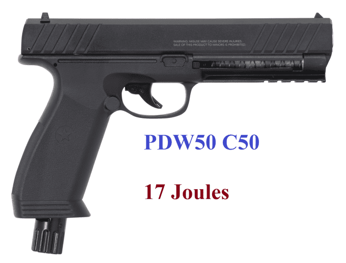 Pistolet  semi auto  PDW50   Cal 50 -17 Joules