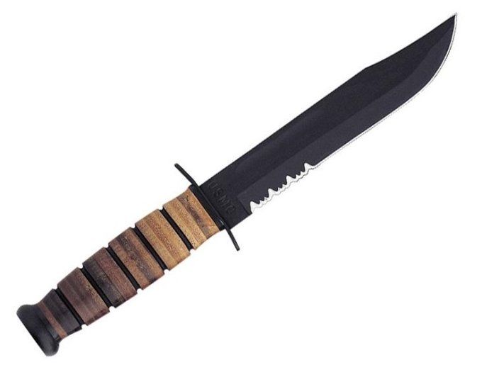 Poignard  Ka-Bar  U.S.M.C  semi dentee  lame de 17 cm