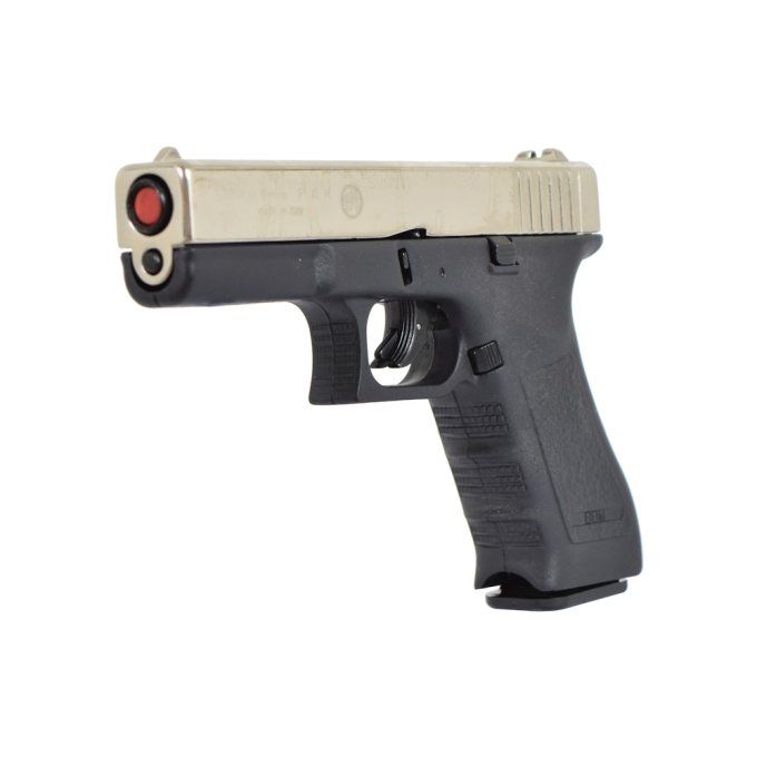 Pistolet Gap Nikelé 8 mm , réplique du Glock 17
