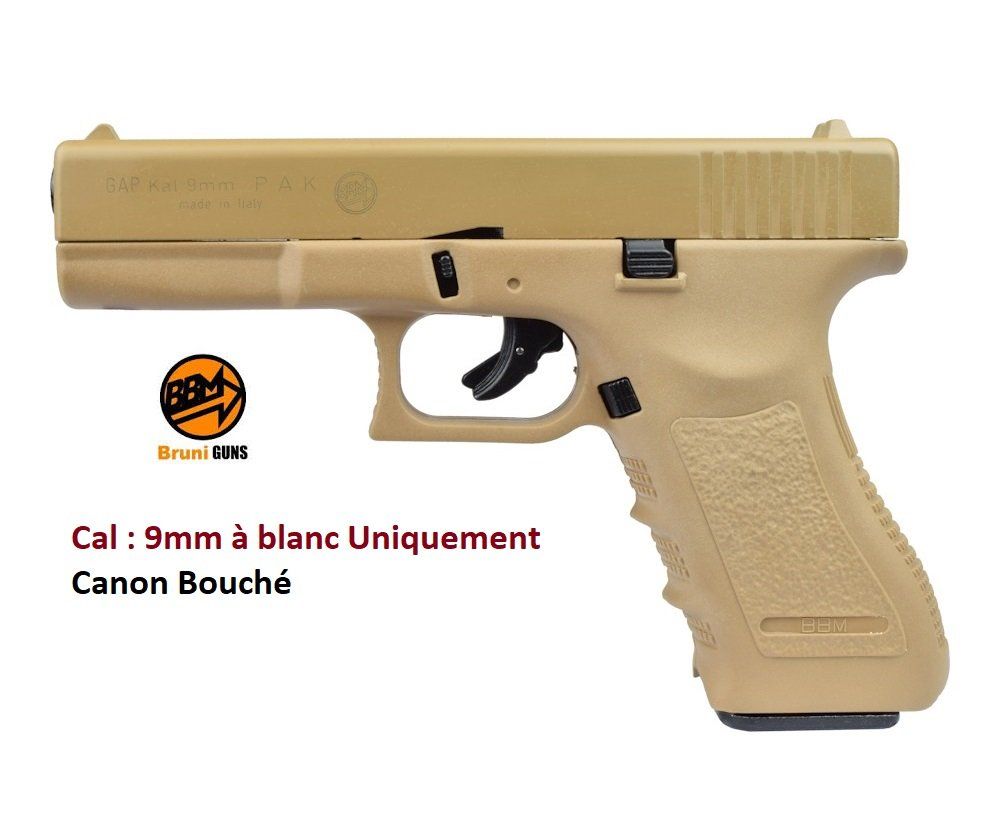 Pistolet Gap Désert, réplique du Glock 17 Cal 9 mm à blanc uniquement