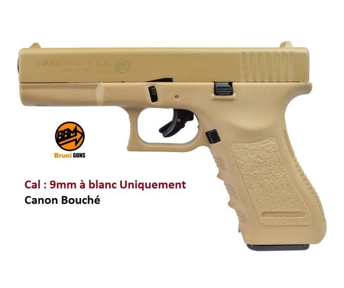 Pistolet Gap Désert, réplique du Glock 17 Cal 9 mm à blanc uniquement