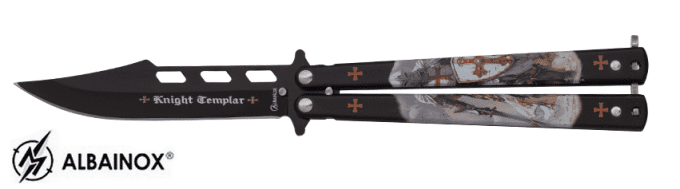 Couteau papillon  templier noir  lame de 10 cm