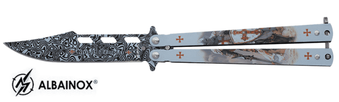 Couteau papillon  templier blanc  lame de 10 cm