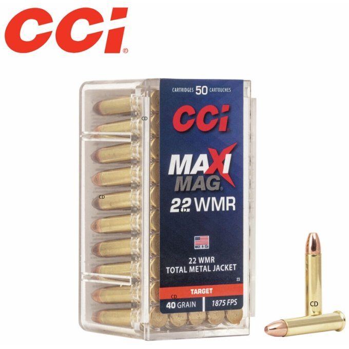 Cartouches  22MR  Maxi-Mag  TMJ  40 gRAINS – x 50