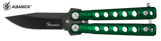 Couteau mini papillon  vert  lame de 5.30 cm