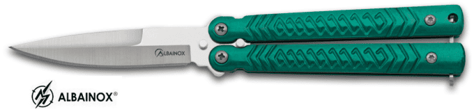 Couteau papillon  vert  lame de  7.10 cm
