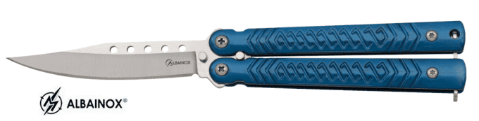 Couteau papillon  bleu  lame de  7.20 cm