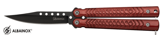 Couteau papillon  rouge  lame de  7.30 cm