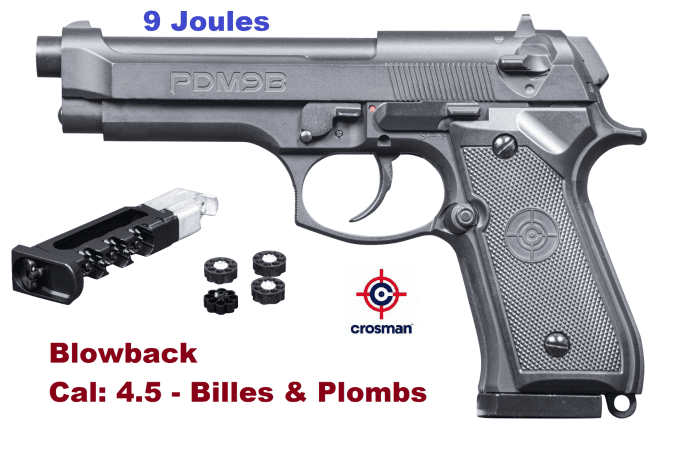 Pistolet PDM9B  Crosman - Co2  Cal 4.5  Billes acier & Plombs