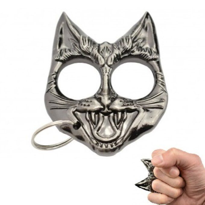 Poing Américain ête de chat porte clé