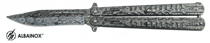 Couteau papillon  motif hippie gris  lame de  10.00 cm