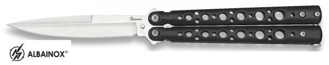 Couteau  papillon  acier manche noir  lame de  9.70 cm