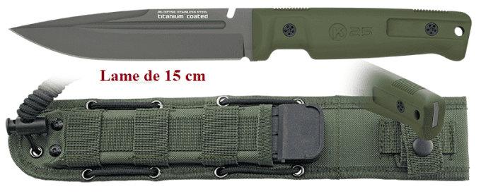 Couteau Tactique vert  K25 lame de 15.00