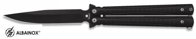 Couteau  papillon  noir intense  lame de  9.70 cm