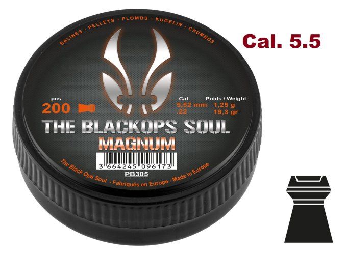 Plombs Black Ops SOUL MAGNUM  plat – Cal. 5.5 mm  X 200