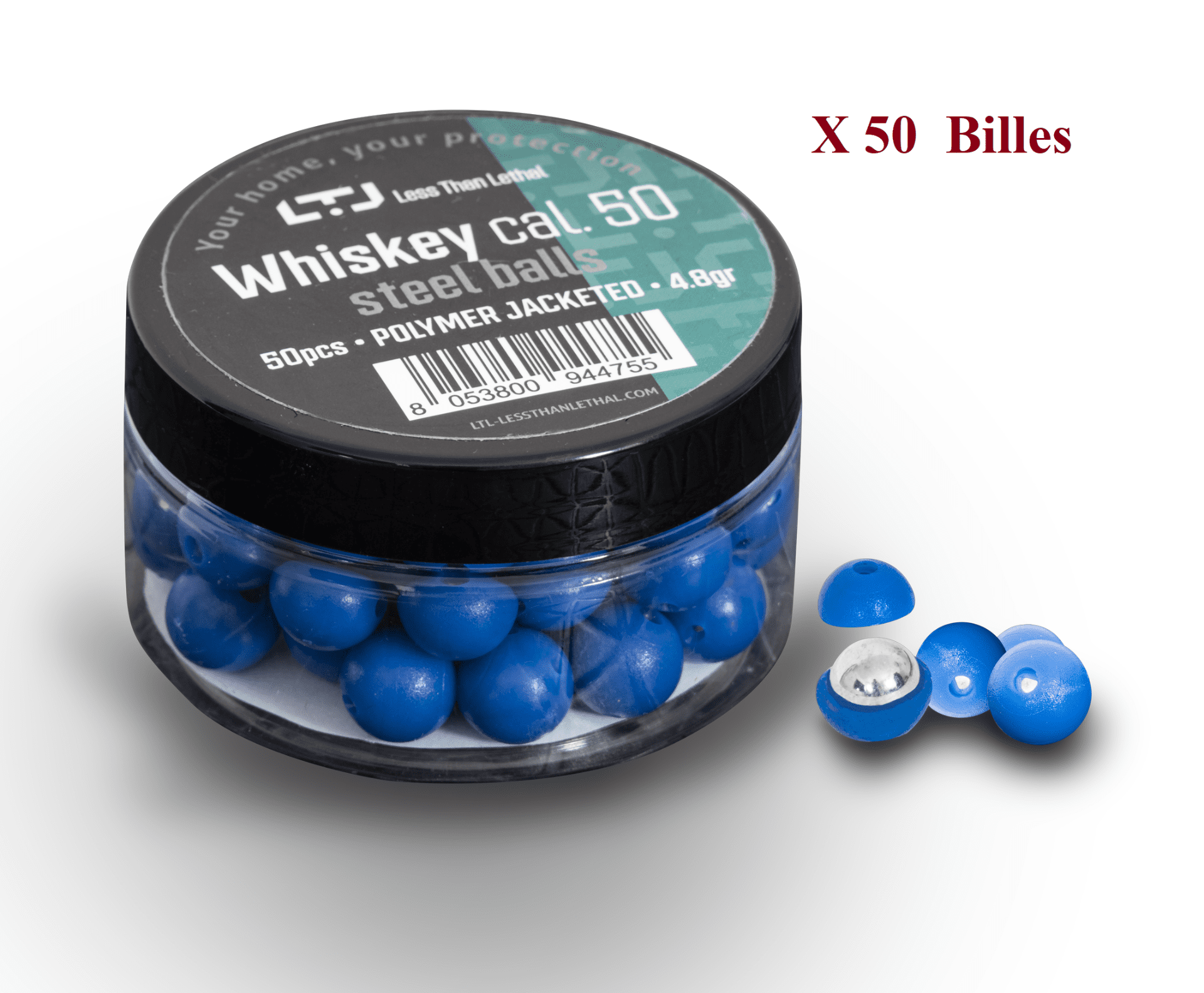 Boites de 50 Billes Polymère et acier Whiskey   Cal. 50 - LTL