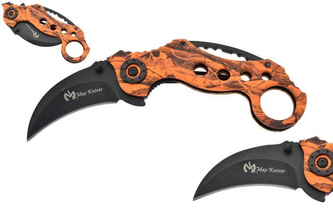 Couteau Pliant Karambit Orange  Lame de 7 cm