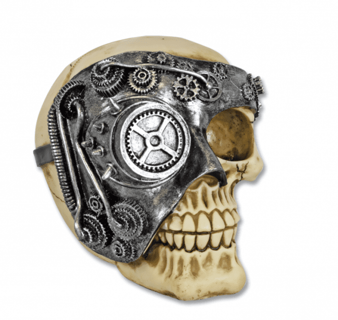 Crane tête de mort robotique borgne