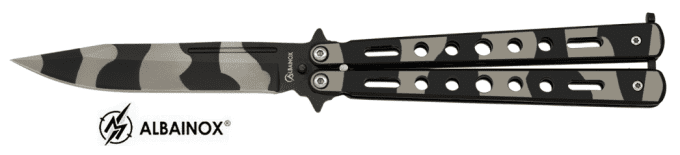 Couteau  papillon camo zebre  lame de  10.30 cm