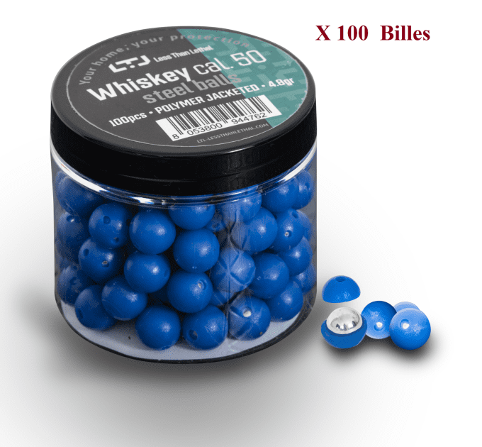 Boites de 100 Billes Polymère et acier Whiskey   Cal. 50 - LTL