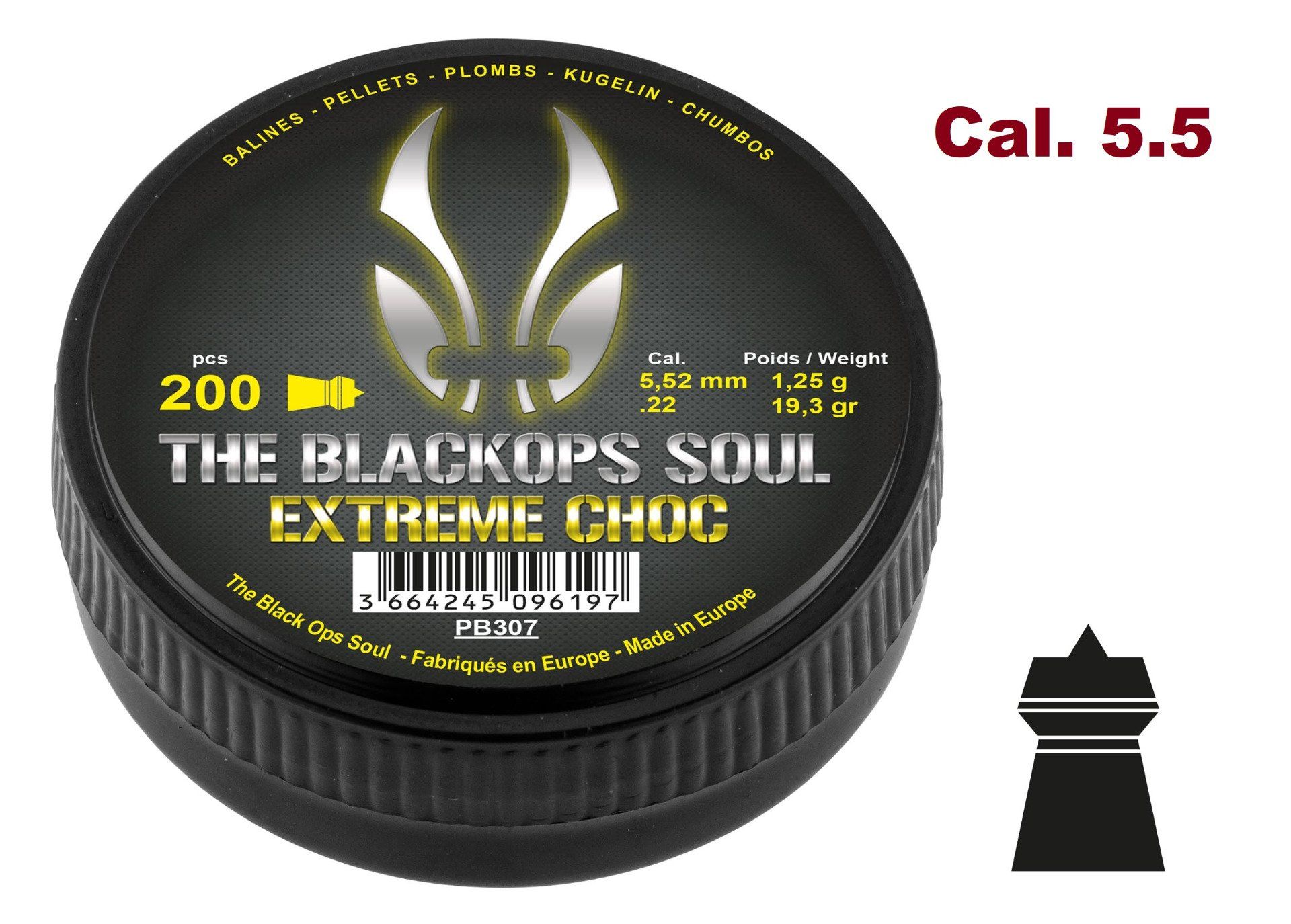 Plombs Black Ops SOUL  EXTREM CHOC   – Cal. 5.5 mm  X 200